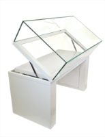 Display case with high security glass top
