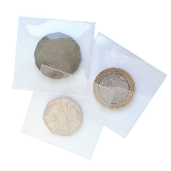 Coin storage pockets -  100mic 50x50mm