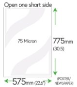 775mm x 575mm Clear Pockets (Newspaper / Half Sheet & Double Crown Movie Posters) 75 Micron